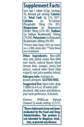 Supplement facts label for Trace Minerals Max-Hydrate Endurance effervescent tablets, detailing ingredients and nutritional information.